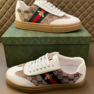 Brand : Gucci Sneaker Size : 38 , Color : White and Brown Gold